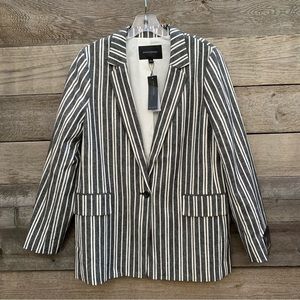 Banana Republic Black and White Striped Blazer